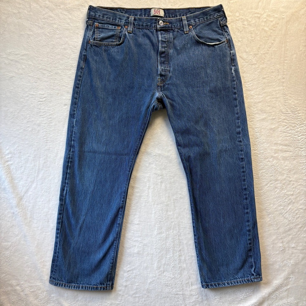 Vtg Levis 501‎ Jeans Mens W40 L29 Straight Leg Button Fly 100% Cotton Denim Blue